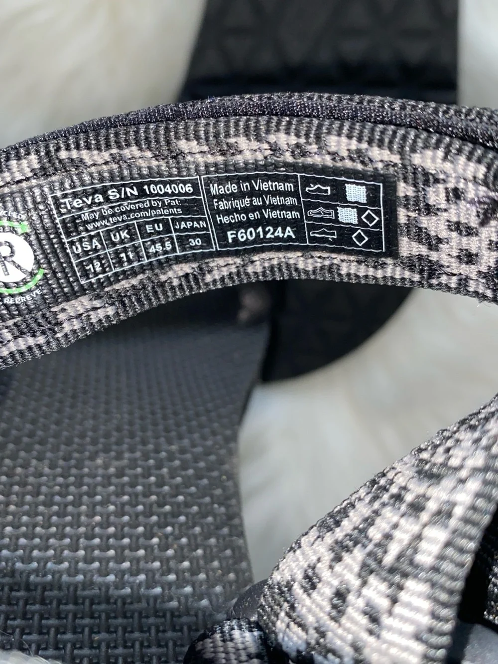 Teva Black Gray Patterned Strap Men's Sandals